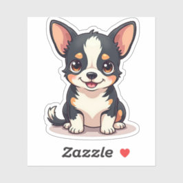 Pegatina Ilustración de cachorro de Chihuahua Kawaii sonrie