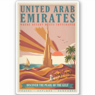 Pegatina Ilustración de camello de Emiratos Árabes Unidos B