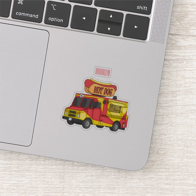 Pegatina Ilustracion de camión de comida para perros calien (Detalle)