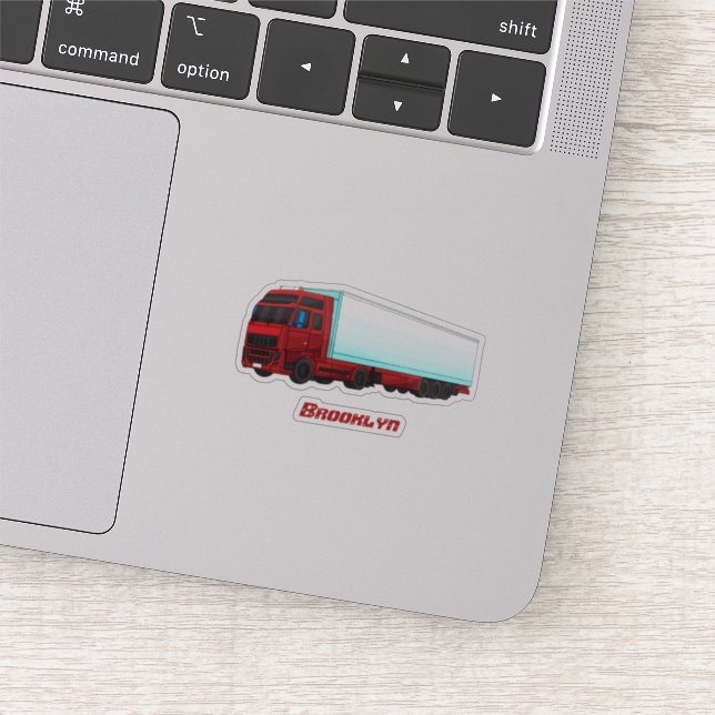 Pegatina Ilustracion de camión de remolques rojos (Detalle)