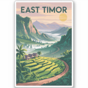 Pegatina Ilustración de campos de Timor Oriental Arte de vi