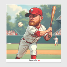 Pegatina ''ilustracion de caricatura del béisbol americano