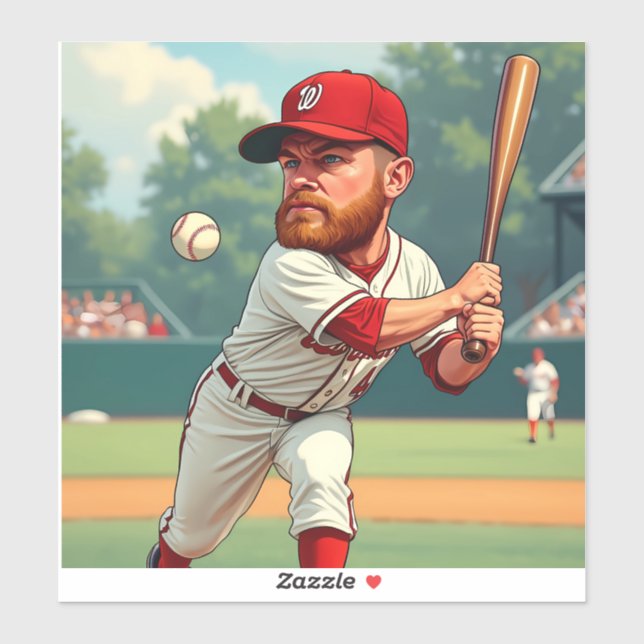 Pegatina ''ilustracion de caricatura del béisbol americano (Hoja)