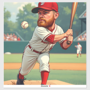Pegatina ''ilustracion de caricatura del béisbol americano