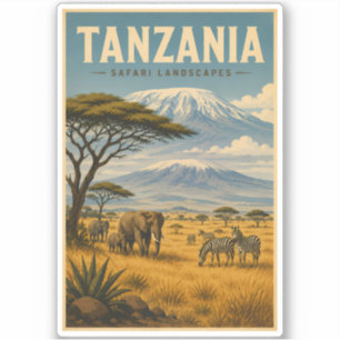 Pegatina Ilustración de cebra de safari de Tanzania Arte de