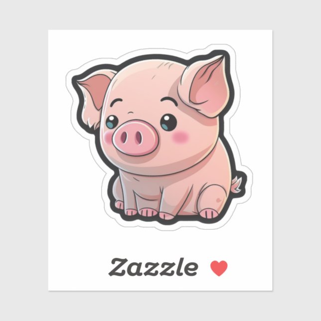 Pegatina ilustracion de cerdo personalizado (Hoja)