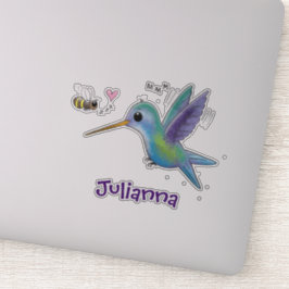 Pegatina Ilustracion de colibrí y personalizado de abejas