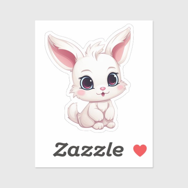 Pegatina ilustracion de conejo personalizado (Hoja)