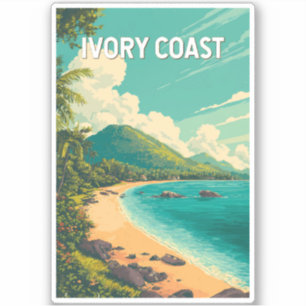 Pegatina Ilustración de Costa de Marfil Arte de viaje vinta