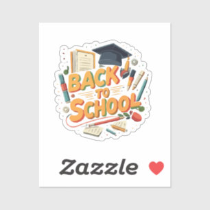 Pegatina Ilustración de dibujos animados coloridos retro "D