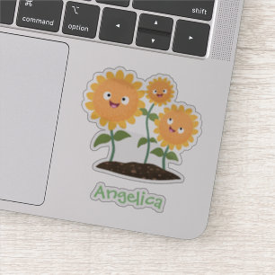 Pegatina Ilustración de dibujos animados de girasoles sonri