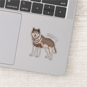 Pegatina Ilustración de dibujos animados de husky siberiano