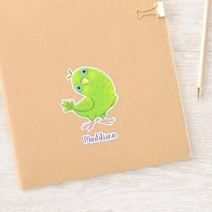 Pegatina Ilustración de dibujos animados de loro verde de b