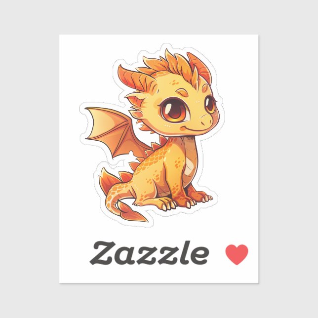 Pegatina ilustracion de dragón personalizado (Hoja)