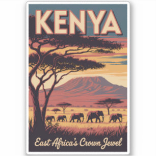 Pegatina Ilustración de elefantes de Kenia Arte de viaje vi