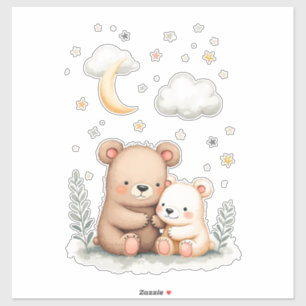 Pegatina Ilustracion de enfermería de oso acuarela capricho