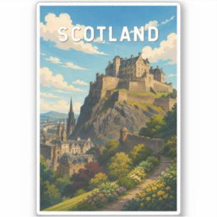 Pegatina Ilustración de Escocia Reino Unido Arte de Viaje