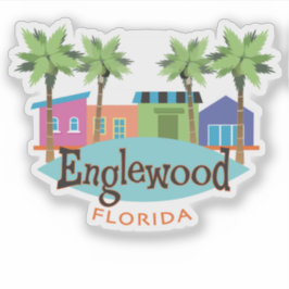 Pegatina Ilustracion de estilo retro Englewood Florida