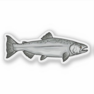 Pegatina Ilustracion de fase del Océano Salmón Chinook