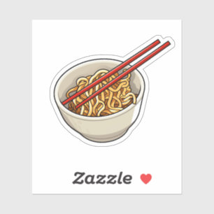 Pegatina ilustracion de fideos personalizados