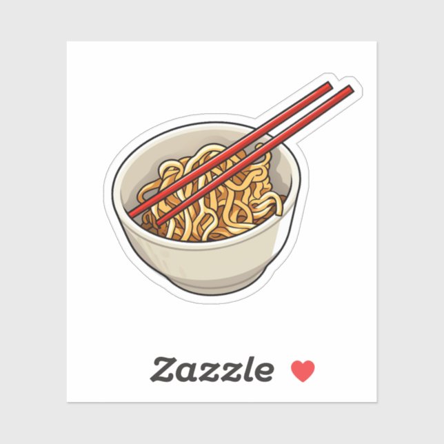 Pegatina ilustracion de fideos personalizados (Hoja)