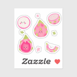 Pegatina Ilustracion de fruta de Dragón Cute - Kawaii Pitay