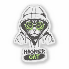 Pegatina Ilustración de gato hacker lindo – Regalo de ciber