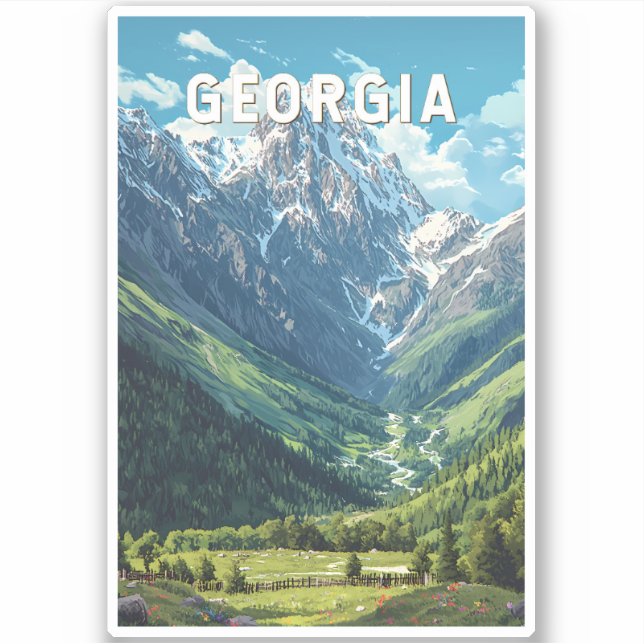 Pegatina Ilustracion de Georgia Viaje de arte (Anverso)