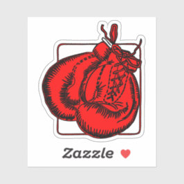 Pegatina Ilustracion de guantes de boxeo rojo Guay