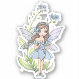 Pegatina Ilustración de hada Cute Forget-me-Not
