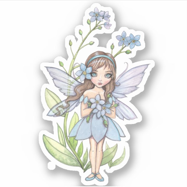Pegatina Ilustración de hada Cute Forget-me-Not (Anverso)