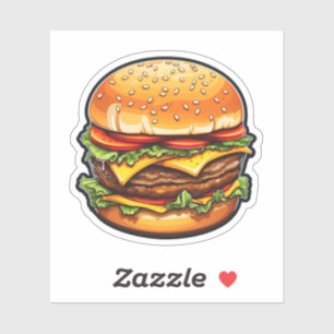 Pegatina ilustracion de hamburguesa personalizado
