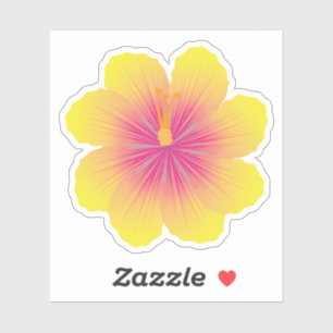 Pegatina Ilustración de Hibisco Amarillo