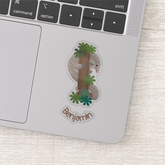 Pegatina Ilustracion de hormigón de pangolin feliz (Detalle)