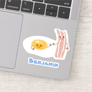 Pegatina Ilustracion de huevo de kawaii y personalizado de 