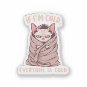 Pegatina Ilustración de humor frío de gato Sphynx gruñón