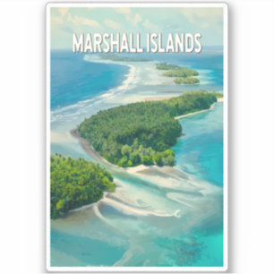 Pegatina Ilustración de Islas Marshall Arte de Viaje Vintag