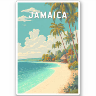 Pegatina Ilustración de Jamaica Arte de Viaje Vintage