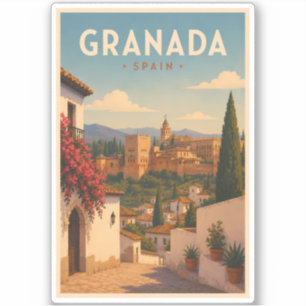 Pegatina Ilustración de la Alhambra de Granada España Arte 