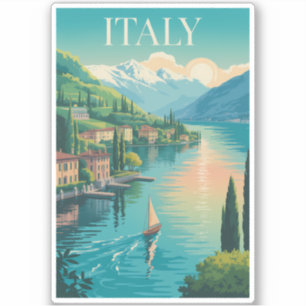 Pegatina Ilustración de la costa Amalfi de Italia Arte de v