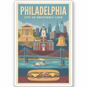 Pegatina Ilustración de la cultura de Filadelfia, Pensilvan