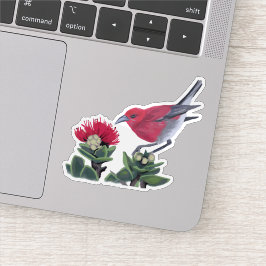Pegatina Ilustración de la naturaleza de Hawaii con Apapane