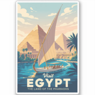 Pegatina Ilustración de la pirámide de Egipto Arte de viaje