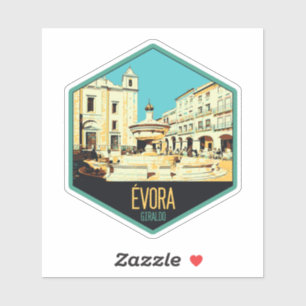 Pegatina Ilustracion de la plaza Evora Giraldo Portugal