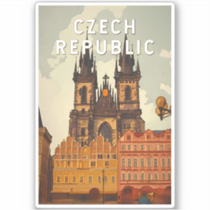 Pegatina Ilustración de la República Checa Arte de viaje vi