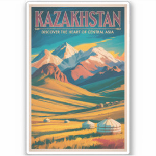 Pegatina Ilustración de las estepas de Kazajistán Arte de v