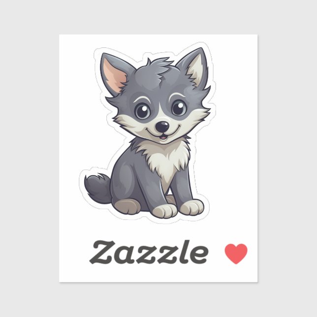 Pegatina ilustracion de lobo personalizado (Hoja)
