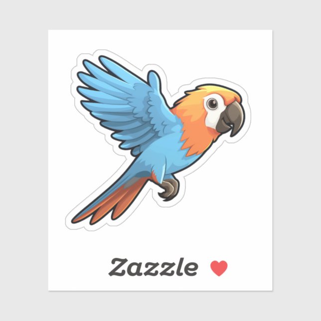 Pegatina ilustracion de loro personalizado (Hoja)