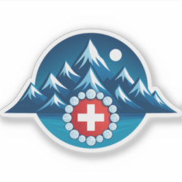 Pegatina Ilustración de los Alpes suizos