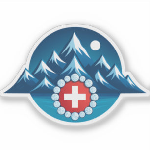 Pegatina Ilustración de los Alpes suizos